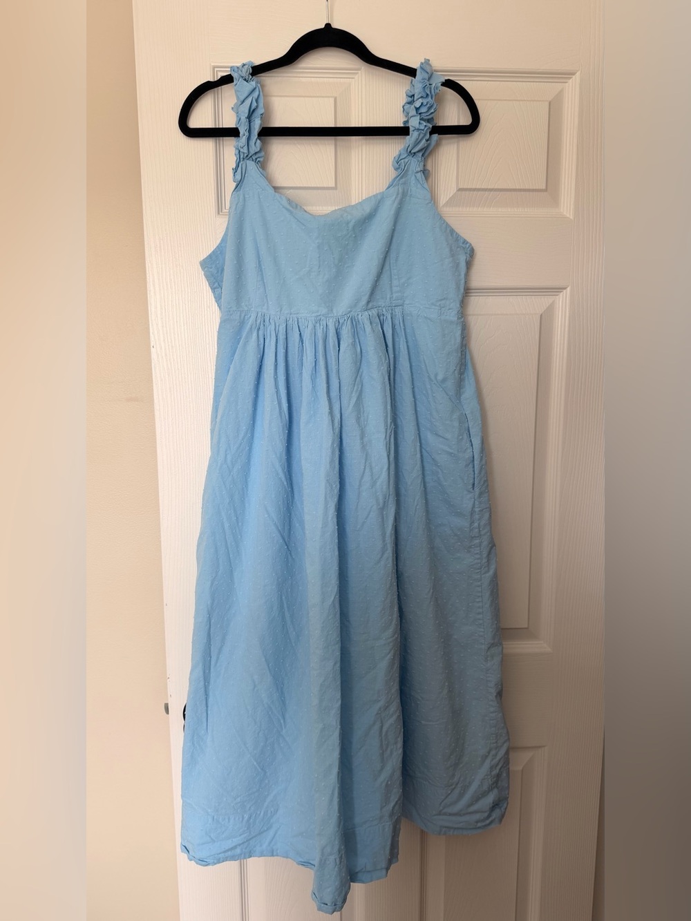 Light Blue Casual Sundress with Ruffled Straps